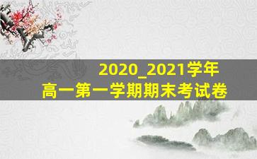 2020_2021学年高一第一学期期末考试卷