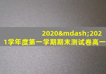 2020—2021学年度第一学期期末测试卷高一