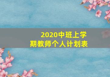 2020中班上学期教师个人计划表