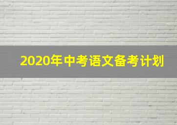 2020年中考语文备考计划