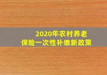 2020年农村养老保险一次性补缴新政策