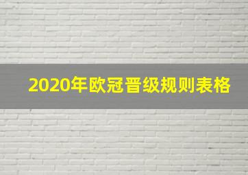 2020年欧冠晋级规则表格