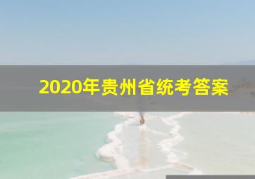 2020年贵州省统考答案