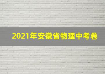 2021年安徽省物理中考卷