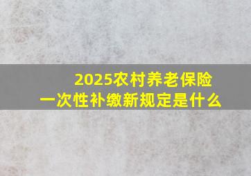 2025农村养老保险一次性补缴新规定是什么