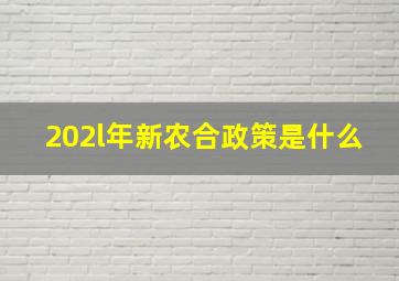 202l年新农合政策是什么