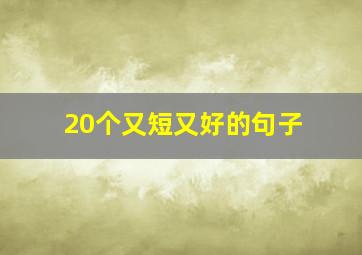 20个又短又好的句子