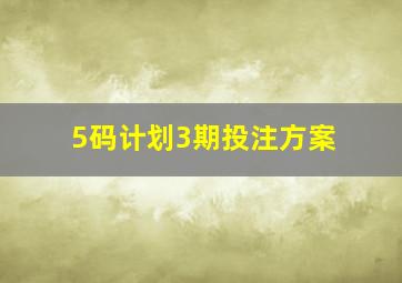 5码计划3期投注方案