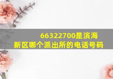 66322700是滨海新区哪个派出所的电话号码