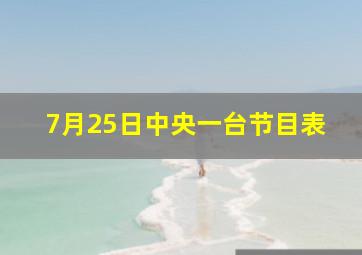 7月25日中央一台节目表