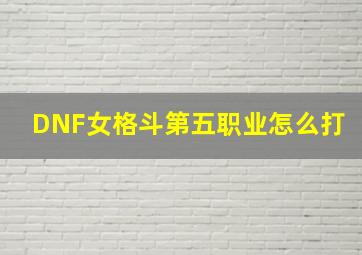 DNF女格斗第五职业怎么打