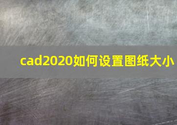 cad2020如何设置图纸大小