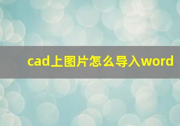 cad上图片怎么导入word