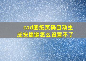 cad图纸页码自动生成快捷键怎么设置不了