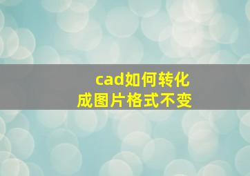 cad如何转化成图片格式不变