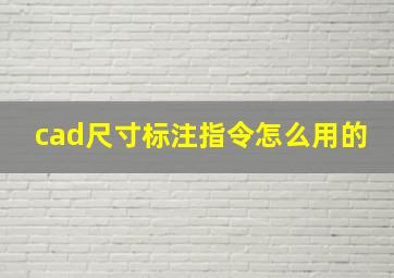 cad尺寸标注指令怎么用的