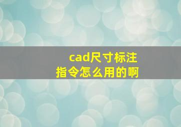 cad尺寸标注指令怎么用的啊