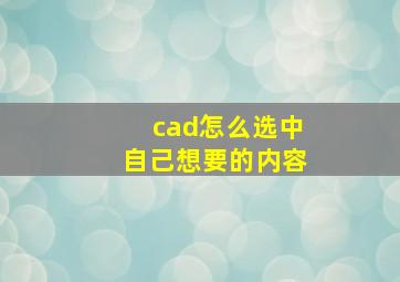 cad怎么选中自己想要的内容