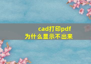 cad打印pdf为什么显示不出来