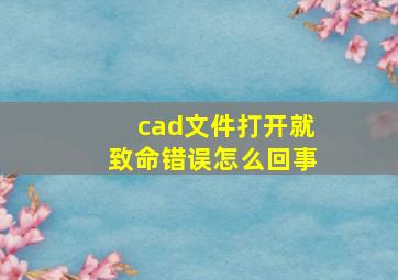 cad文件打开就致命错误怎么回事