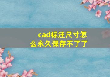 cad标注尺寸怎么永久保存不了了