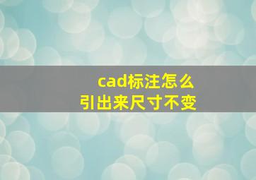 cad标注怎么引出来尺寸不变