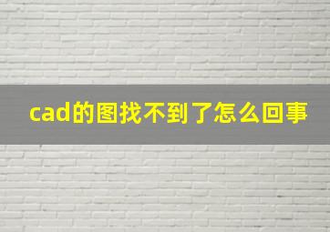 cad的图找不到了怎么回事