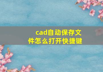 cad自动保存文件怎么打开快捷键