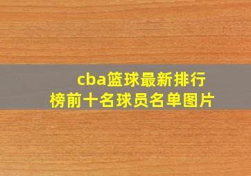 cba篮球最新排行榜前十名球员名单图片