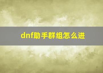 dnf助手群组怎么进