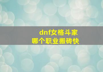 dnf女格斗家哪个职业搬砖快