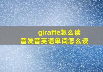 giraffe怎么读音发音英语单词怎么读