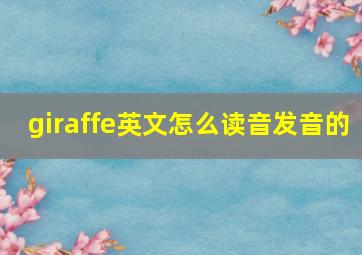 giraffe英文怎么读音发音的