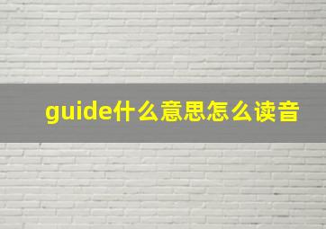 guide什么意思怎么读音