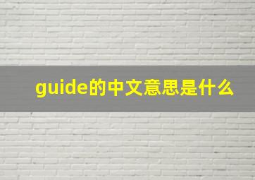 guide的中文意思是什么