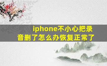 iphone不小心把录音删了怎么办恢复正常了