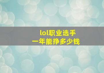 lol职业选手一年能挣多少钱