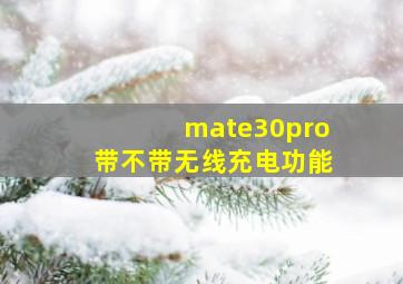 mate30pro带不带无线充电功能