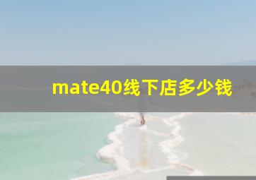 mate40线下店多少钱