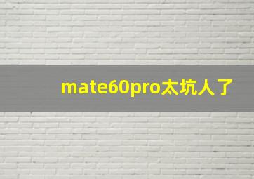 mate60pro太坑人了