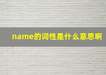 name的词性是什么意思啊