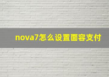 nova7怎么设置面容支付