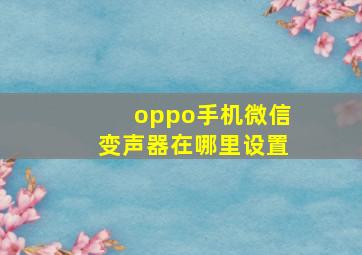 oppo手机微信变声器在哪里设置