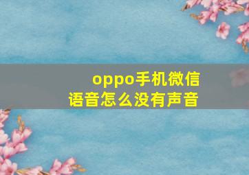 oppo手机微信语音怎么没有声音