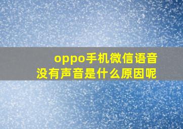 oppo手机微信语音没有声音是什么原因呢