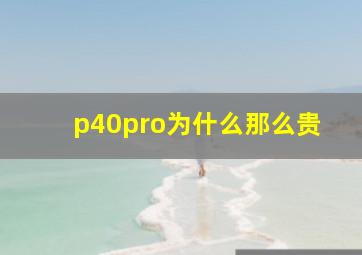 p40pro为什么那么贵