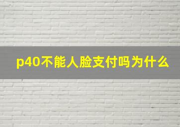 p40不能人脸支付吗为什么