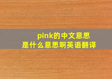 pink的中文意思是什么意思啊英语翻译