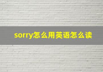 sorry怎么用英语怎么读