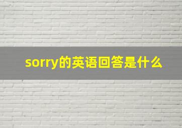 sorry的英语回答是什么